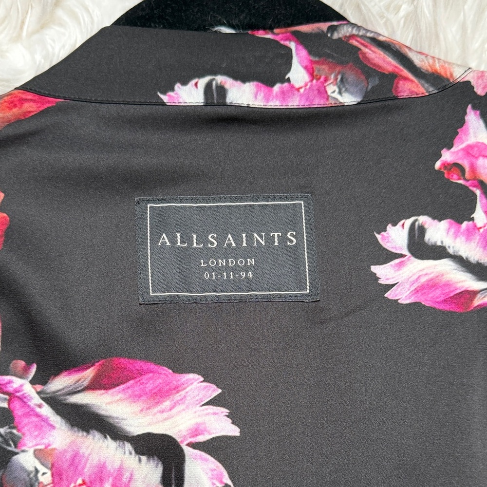 All Saints Black Floral Women's Kimono - Picture 8 of 12